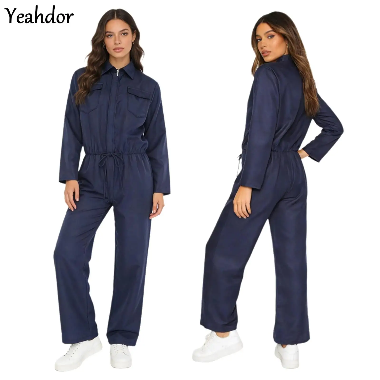Adult Men Women Working Coveralls Car Repair Workshop Mechanic Uniform Long Sleeve Zippe Jumpsuit Halloween Cosplay Welding Suit