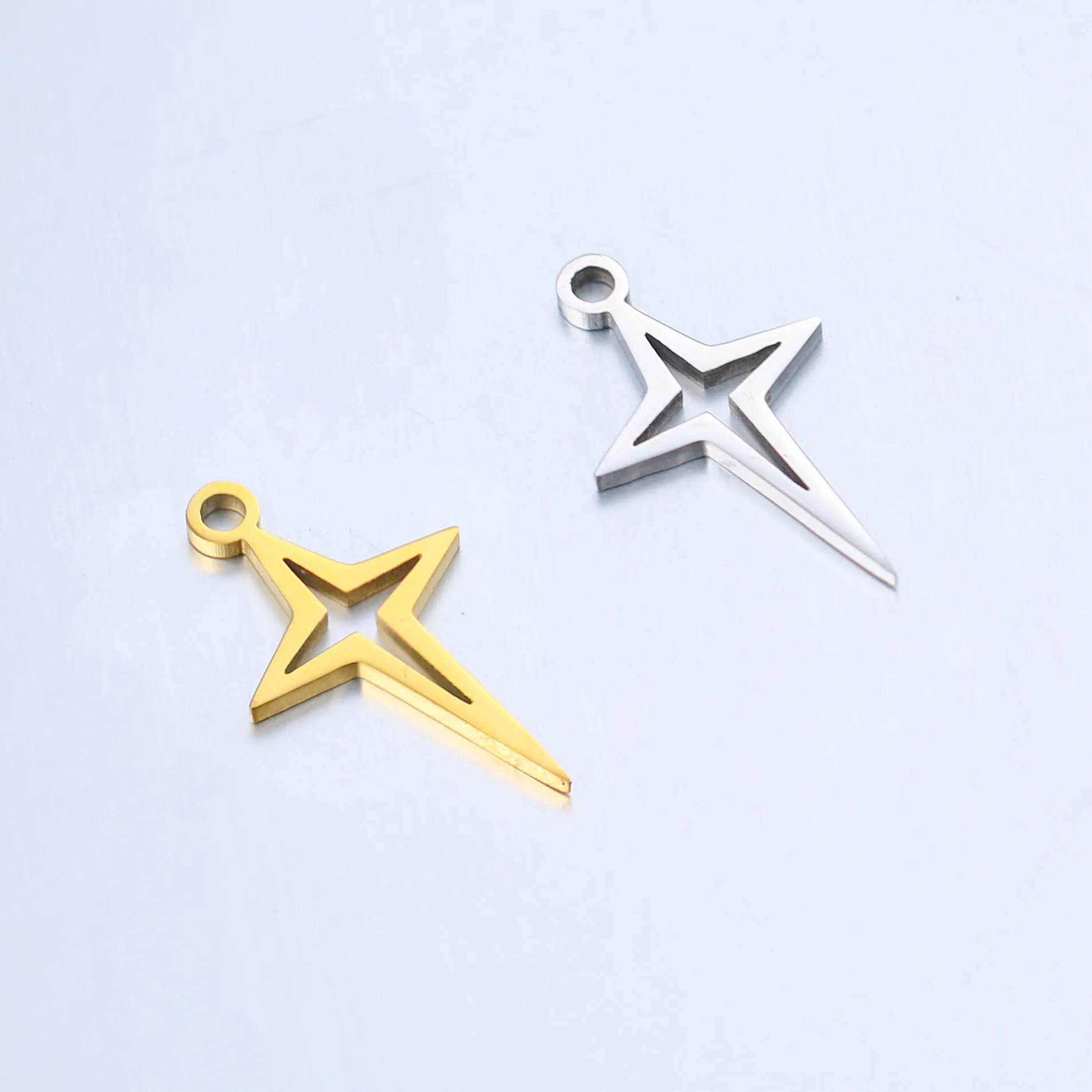 DIY star accessories stainless steel fine polished cross star Meteor pendant four-pointed star