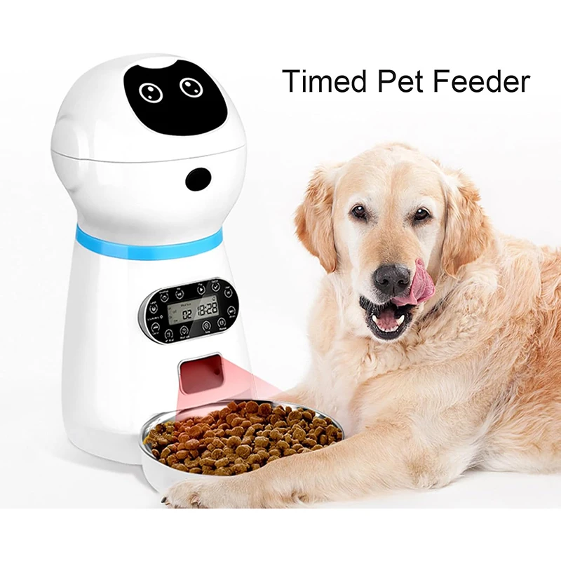 3.5L Smart Automatic Pet Feeder Smart Swirl Slow Dog Feeder with Voice Recorder Stainless Steel LCD Timer