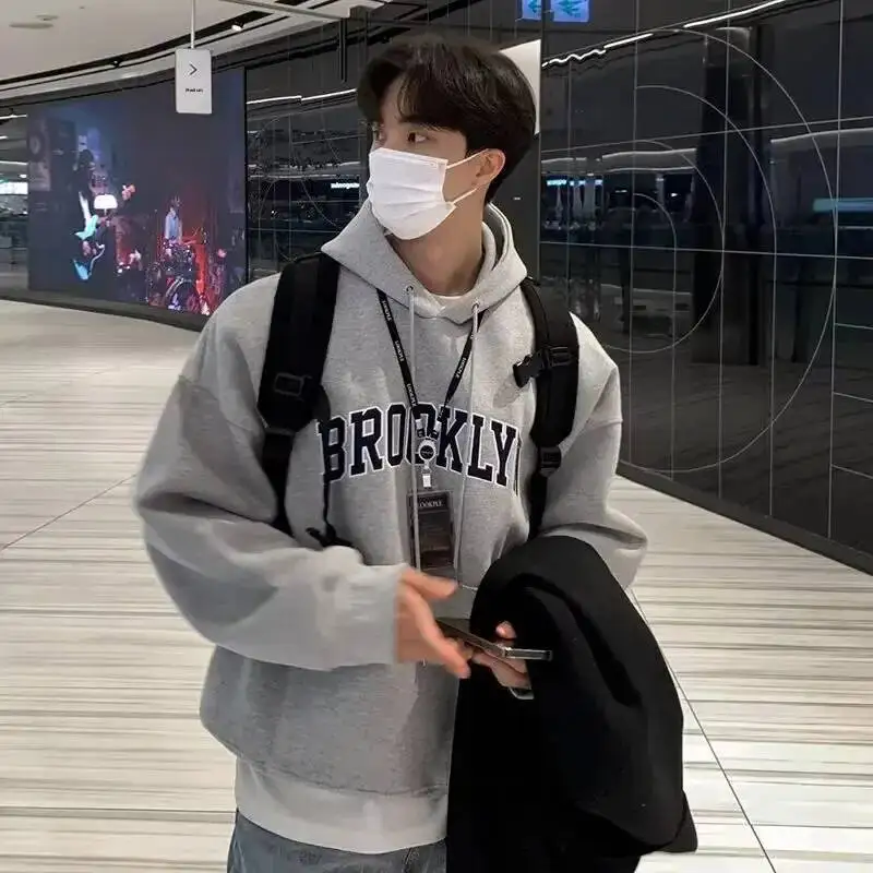 الرجال هوديي البلوز ربيع الخريف هونغ كونغ نمط فضفاض صالح مطبوعة تنوعا ملابس خارجية وصول جديد حار بيع للموسم C #1