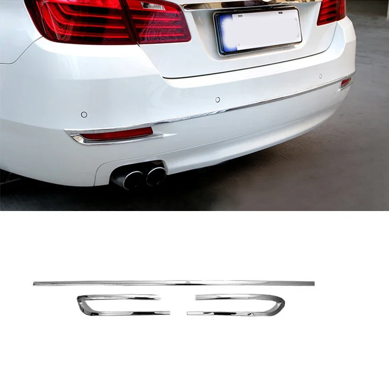 3pcs Rear Bumper + Rear Fog Light Frame Cover Trim Car Bumper Rear Lip Refit Decorate For BMW 5 Series F10 14-2016