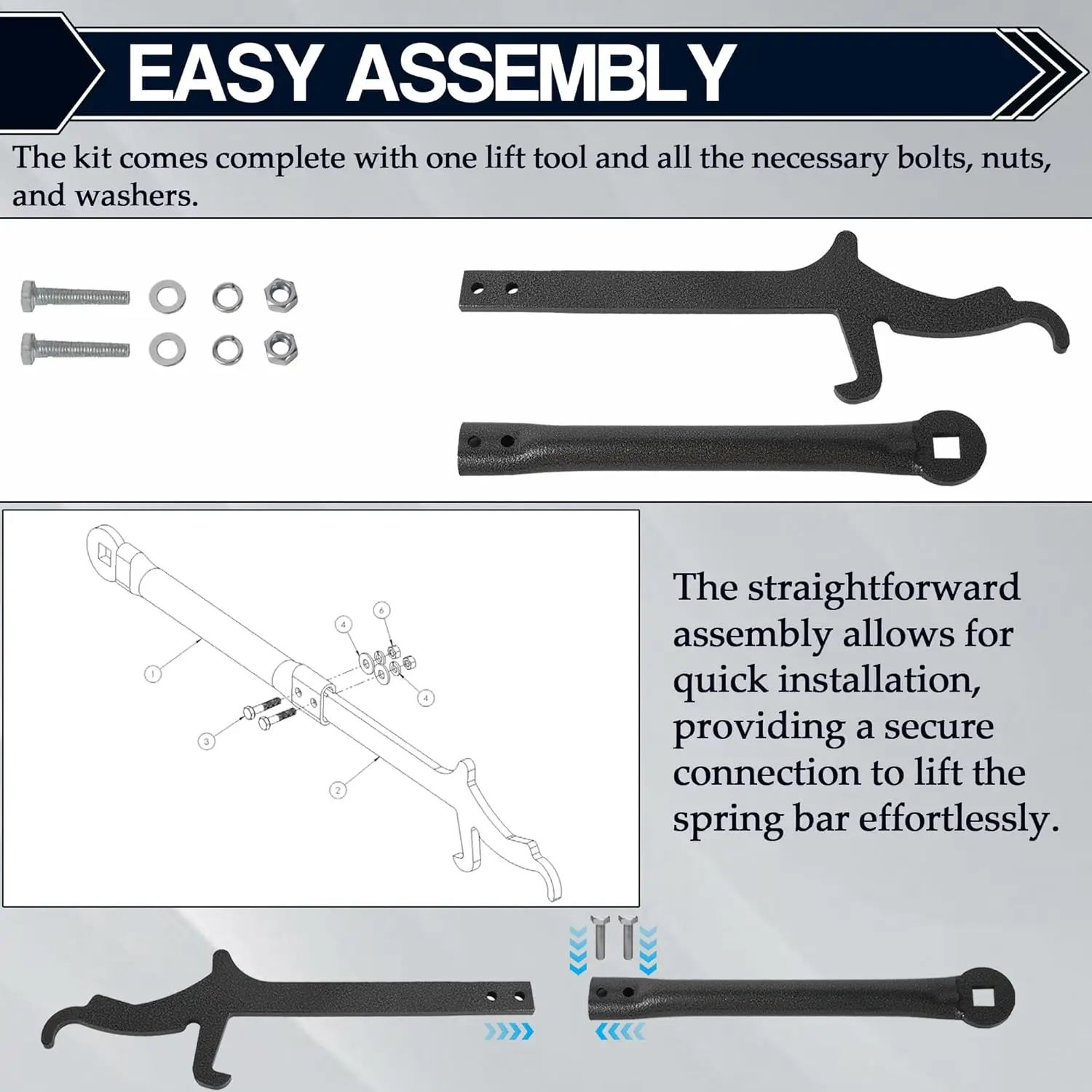 Husky Towing 32334 Kit di attrezzi per sollevamento per parti di sollevamento di traino di ricambio Collegamento linea centrale di traino Gancio in acciaio per uso rimorchio camper