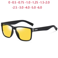Outdoor Night Vision Lens Myopia Sunglasses Men Polarized Driving Square Prescription Sun Glasses For Man 0 -0.5 -0.75 To -6.0