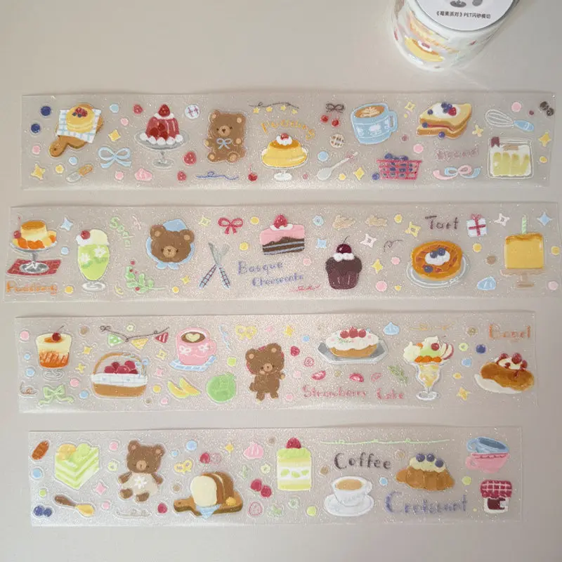 

Berryland Lovely Bear Berry Party Die Cut PET Washi Tapes Craft Supplies DIY Scrapbooking Card Making Decorative Plan Sticker