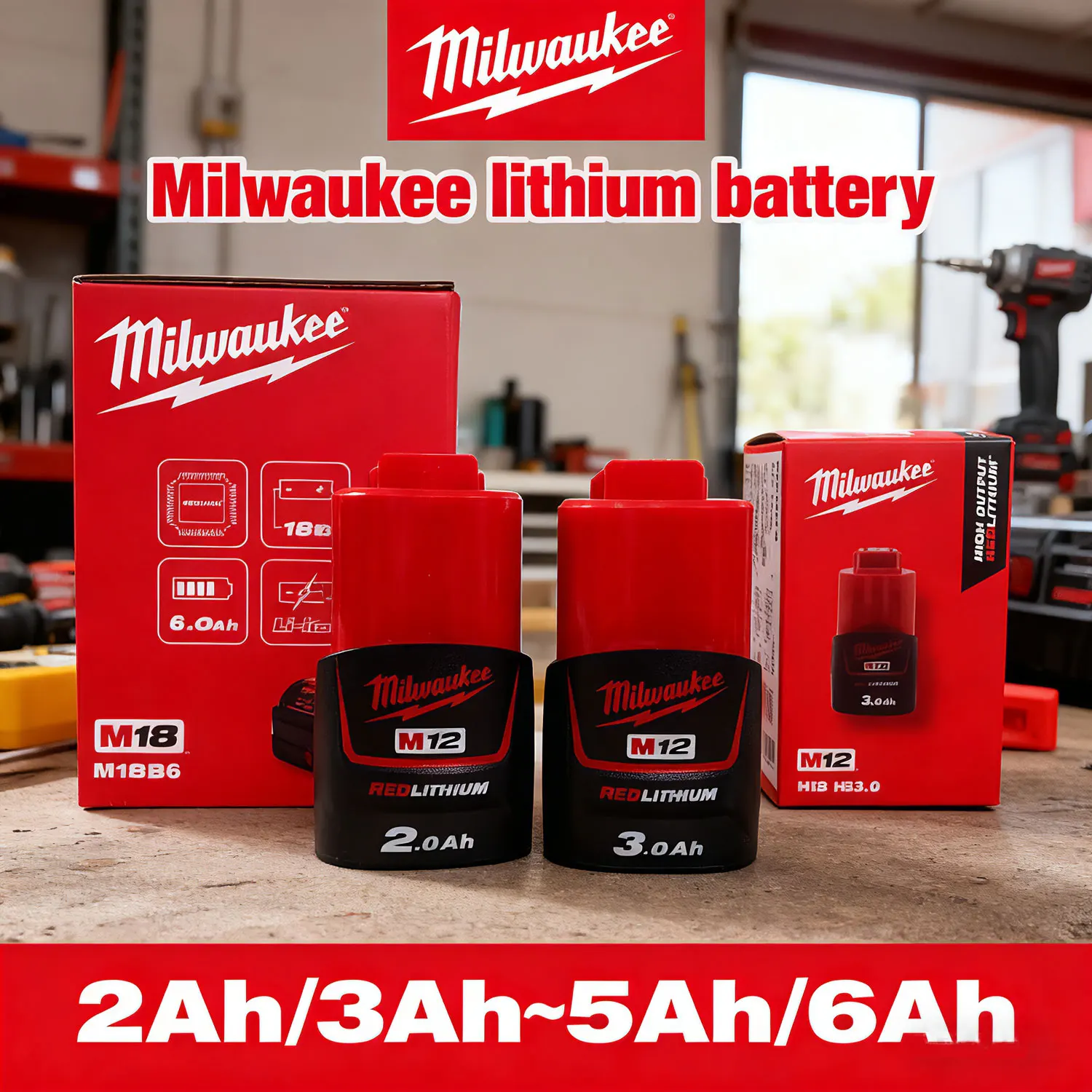 Dobíjecí lithiová baterie Milwaukee 12V M12/M18 48-11-2411 48-11-1860 1850 1840 mil-12a lim12 2ah/3ah/5ah/6ah Baterie do nářadí - náhled 2