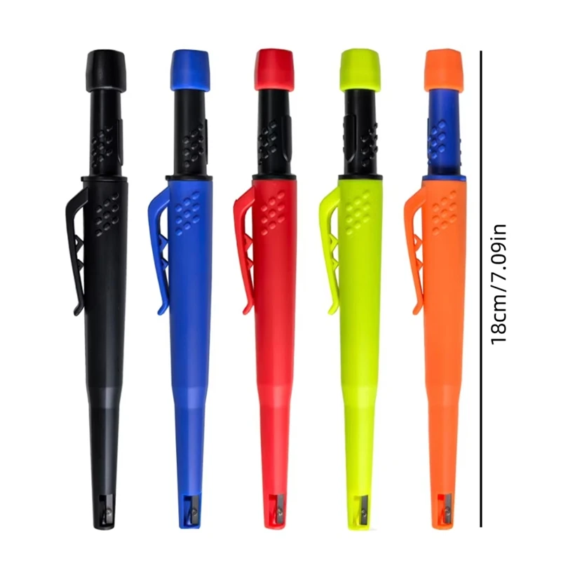 Solid Carpenter Pencil Set 2.8Mm Deep Hole Mechanical Pencil Marker With Built In Sharpener For Carpenter Woodworking-AT64
