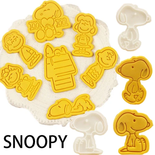 Cortador de galletas Snoopy, molde de plástico 3D de dibujos animados para galletas, bonito molde para galletas DIY para niños, sello prensable, herramienta de cocina para hornear, utensilios de repostería para hornear