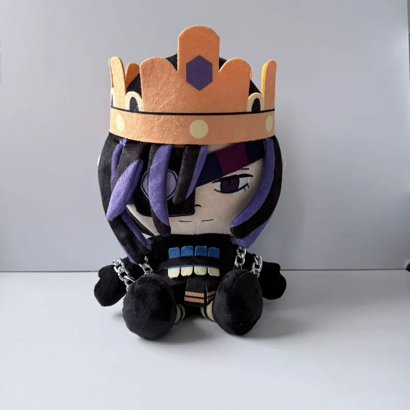 New Cartoon Chamuel Plush Doll Toy Cute 25cm Purple Black Long Hair Wearing A Golden Crown With Cute Portable Radio Stuffed Doll