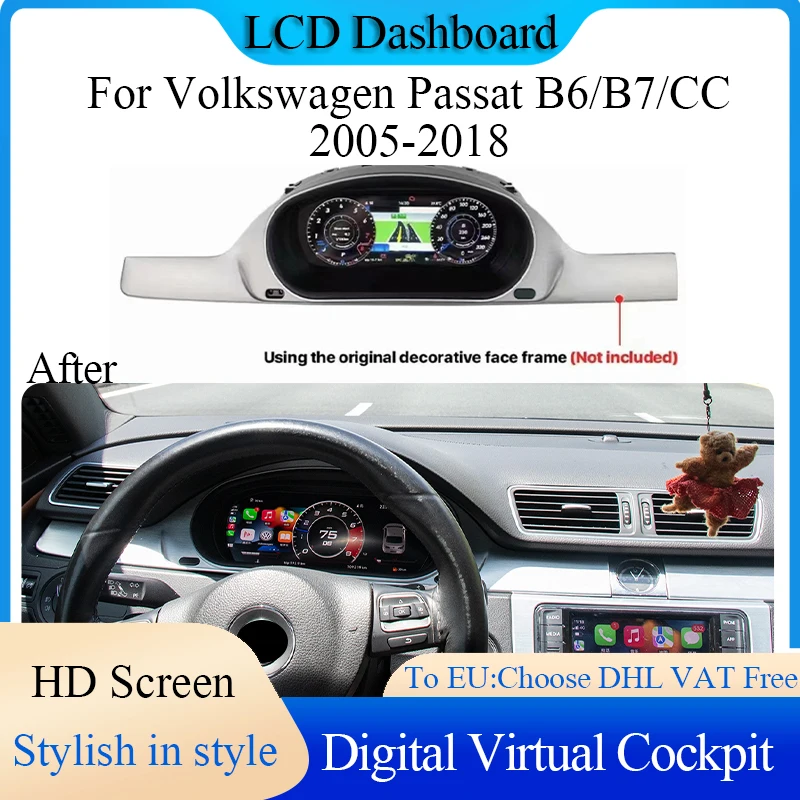 Latest Car LCD Digital Dashboard Panel For Volkswagen Passat CC B6 B7 2005-2018 Virtual Instrument Cluster Cock Speedometer