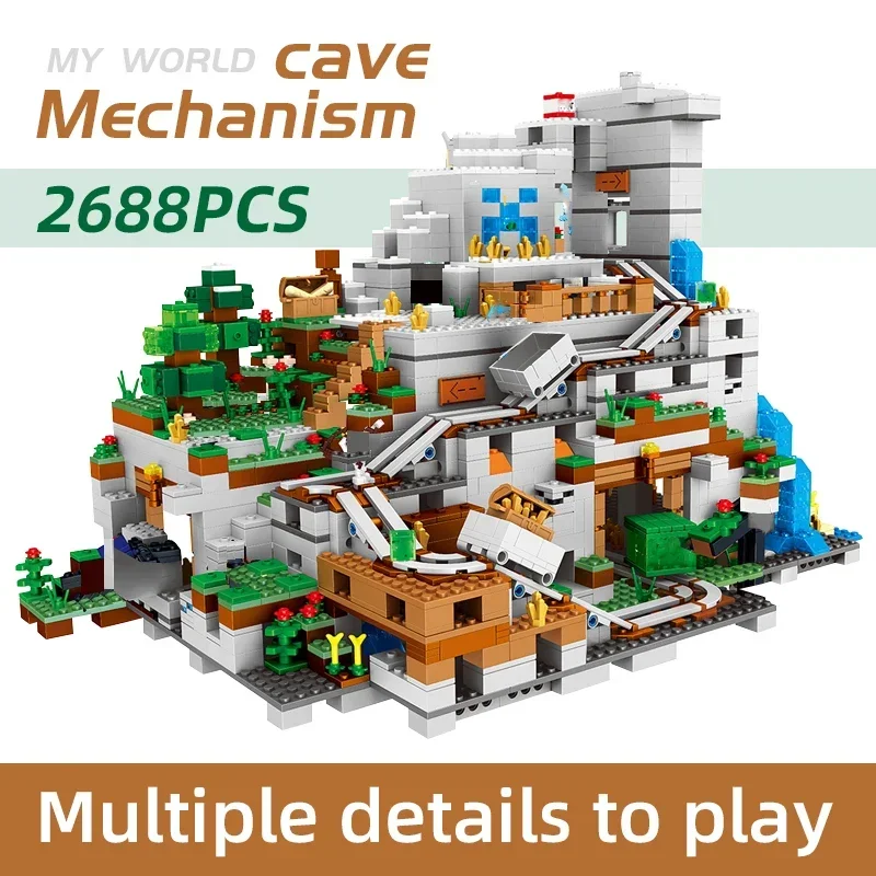 Klocki konstrukcyjne Mountain Cave Elevator Village Tree House z figurkami kompatybilne 21137 Zestaw klocków Prezenty Zabawki