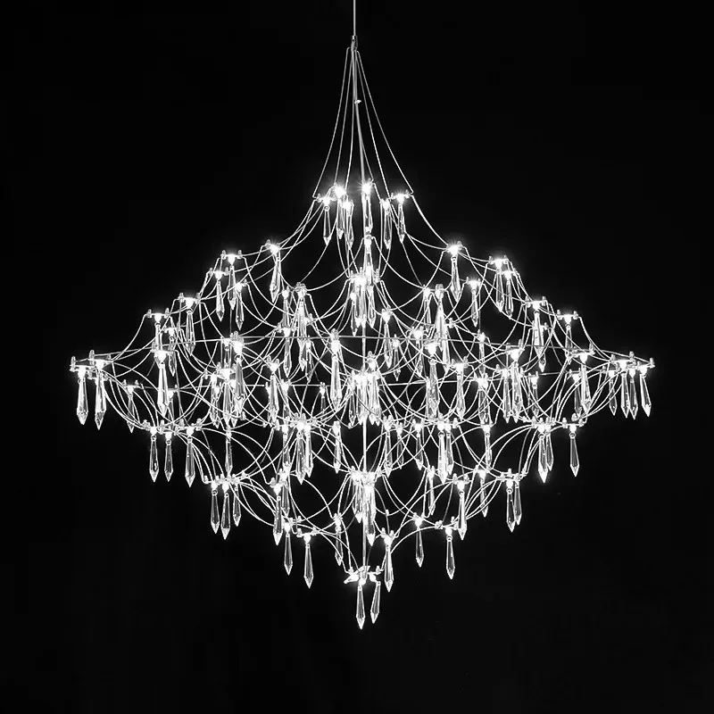 Nordic stainless steel chandelier hotel club estate restaurant decorative lighting fixtures Starry sky firefly creative LED lamp