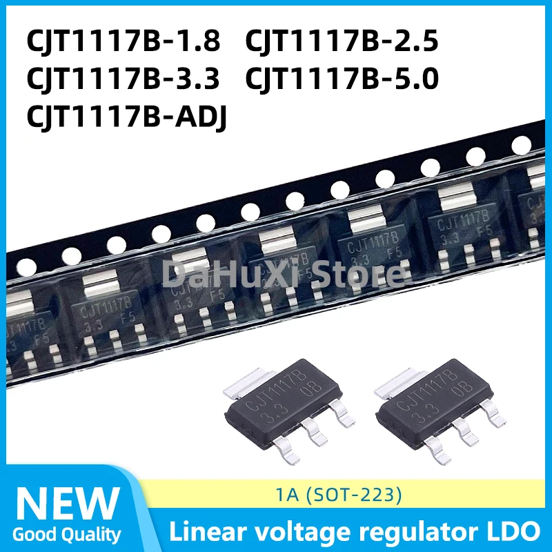 50PCS CJT1117B-3.3 CJT1117B-5.0 CJT1117B-ADJ CJT1117B-1.8 CJT1117B-2.5 3.3V 5V 2.5V 1.8V 1A Linear voltage regulator LDO SOT-223