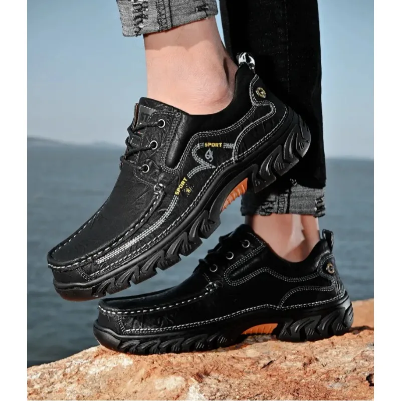 

2025 новые модные высококачественные нескользящие и износостойкие ленивые однопедальные кожаные туфли на толстой подошве