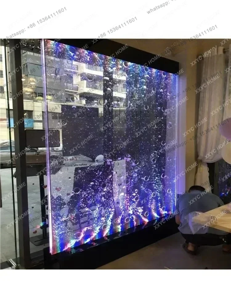 zj. WM Large Acrylic Screen Water Curtain Wall Water Bubble Wall Creative Fish Tank Aquarium Hallway Partition Can Be Customized