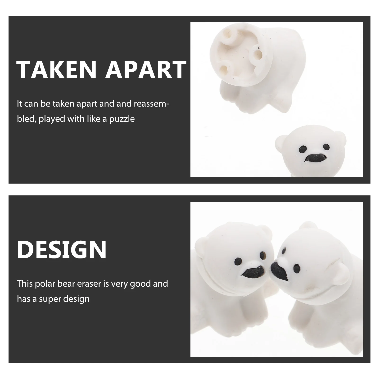 20 قطعة ممحاة الدب القطبي محايات قلم رصاص مطاطية رائعة للأطفال آمنة سهلة المسح لغز تصميم لوازم الحفلات حلية المدرسة صغيرة