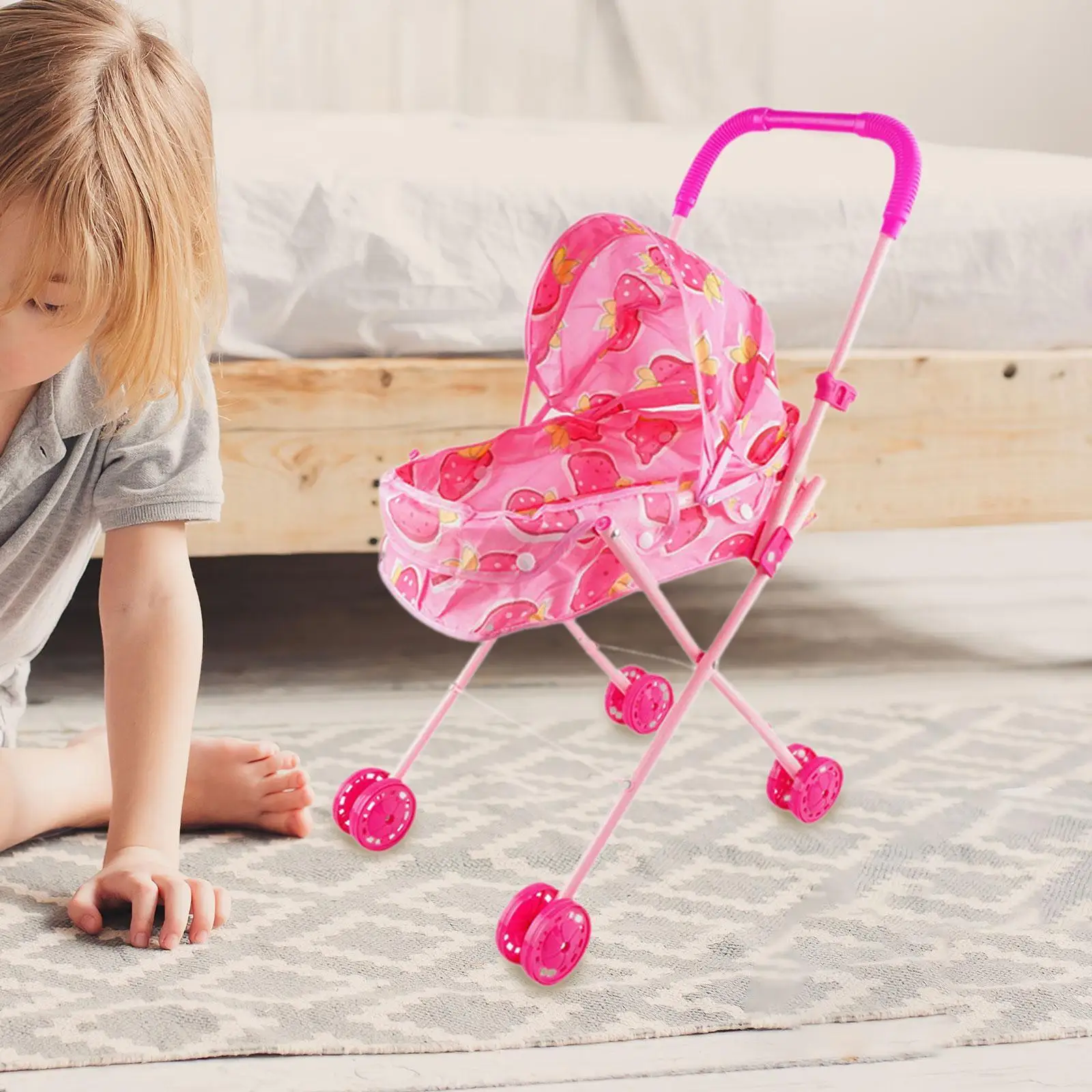 

Doll Mini Pram Push Cart Toy Educational Dollhouse Decoration Simulation