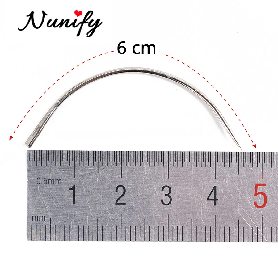 12Pcs/pack C Type Hair Weaving Curved Steel Needles Pins Needles Big Eyes Hand Quilting Weaving Needle