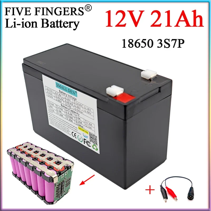 

12V 21Ah 18650 Lithium Battery Pack 3S7P 21000mAh For 12.6V Sprayer Device Surveillance Camera Solar Light Backup Power Supply