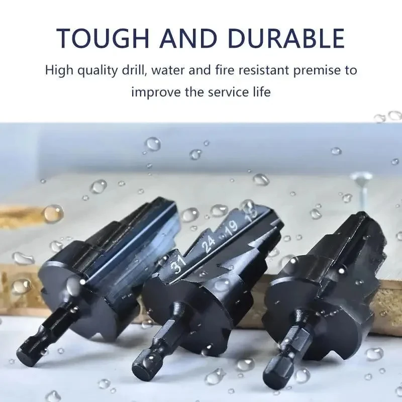 PPR Lifting Stepped Drill Bit Hex Shank 1/2" 3/4" 1" Water Pipe Expansion Drill Bits for PVC Hole Expansion