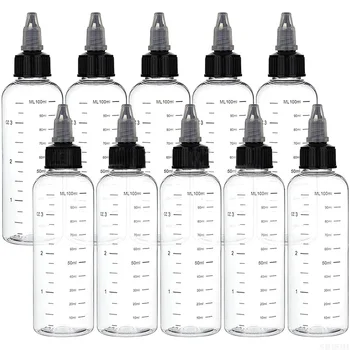 Botellas graduadas de plástico transparente, 5 uds., 30-250ml, tapa giratoria, contenedor de muestra líquida rellenable, tintas, aceites, artes, tinte para el cabello, botella de agua
