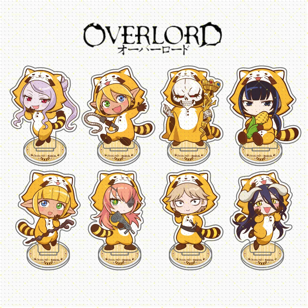 10cm Anime OVERLORD Acrylic Stand Ainz Albedo Shalltear Cocytus Demiurge  Gamma Cute Raccoon Costume Figure Desk Decor Fans Gift