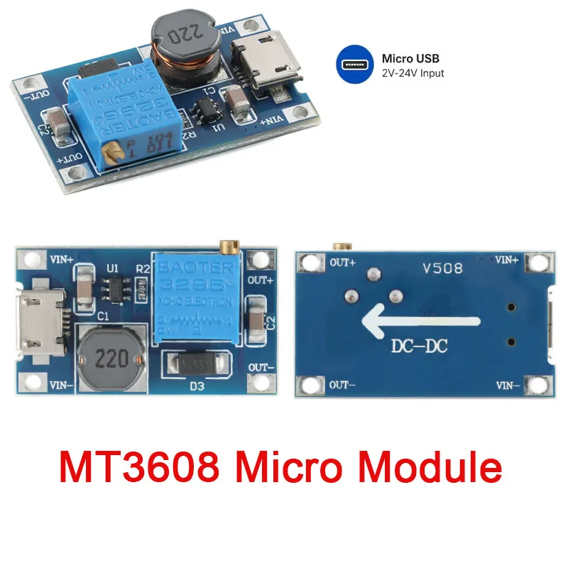 MT3608 DC-DC Réglable Boost Tech Pipeline DC DC Boost Convertisseur Step up Tech 2V-24V à 5V 9V 12V 28V Power Tech Booster