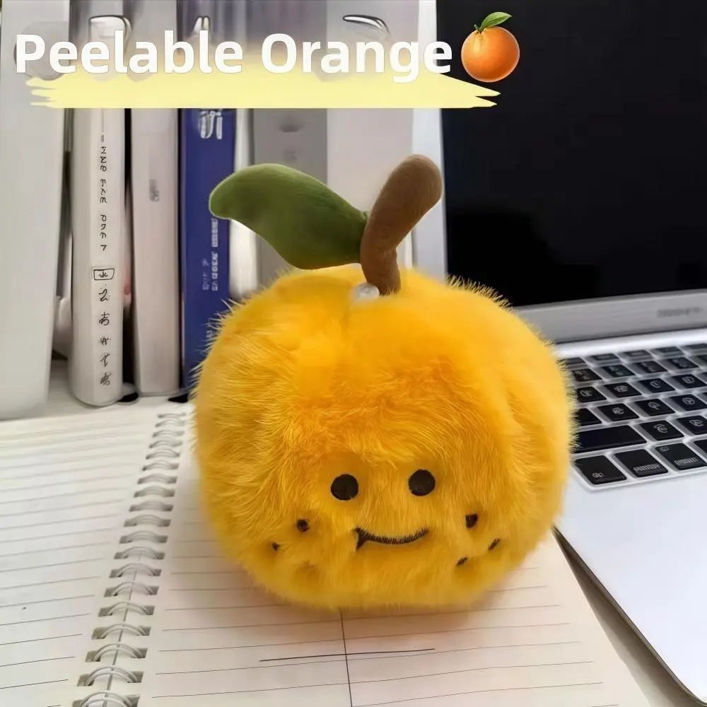 Divertente ciondolo portachiavi rimovibile, frutta arancione compressa, peeling, sollievo dallo stress, simulazione, ciondolo per zaino, giocattolo decorativo