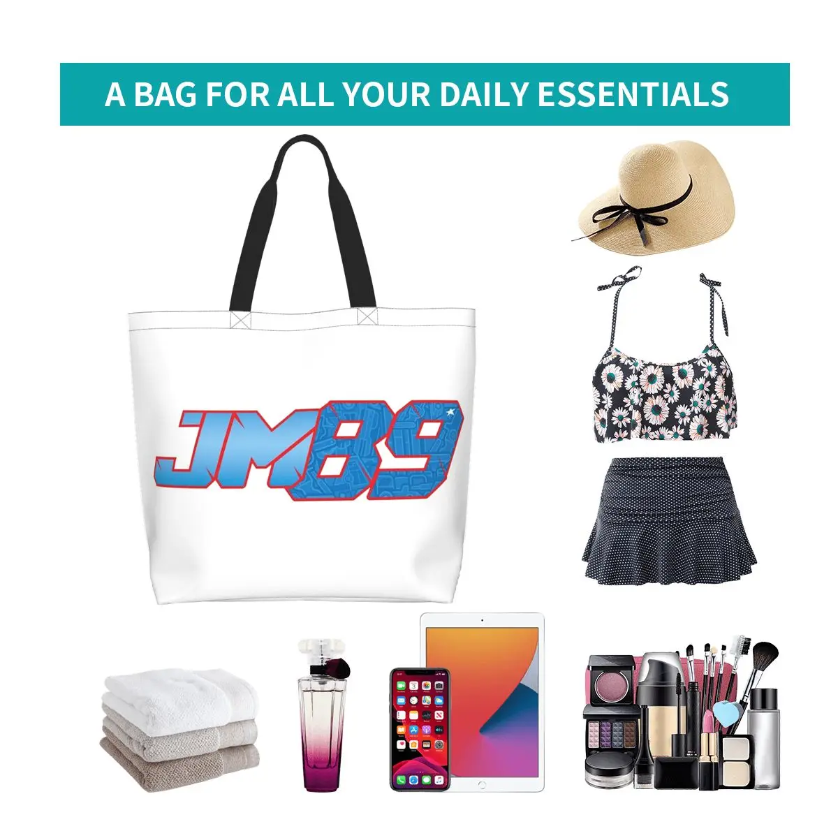 حقيبة تسوق Jorge Martin Number 89 من القماش ذات سعة كبيرة وحقائب كتف للمتسوقين وحقيبة يد للنساء #4