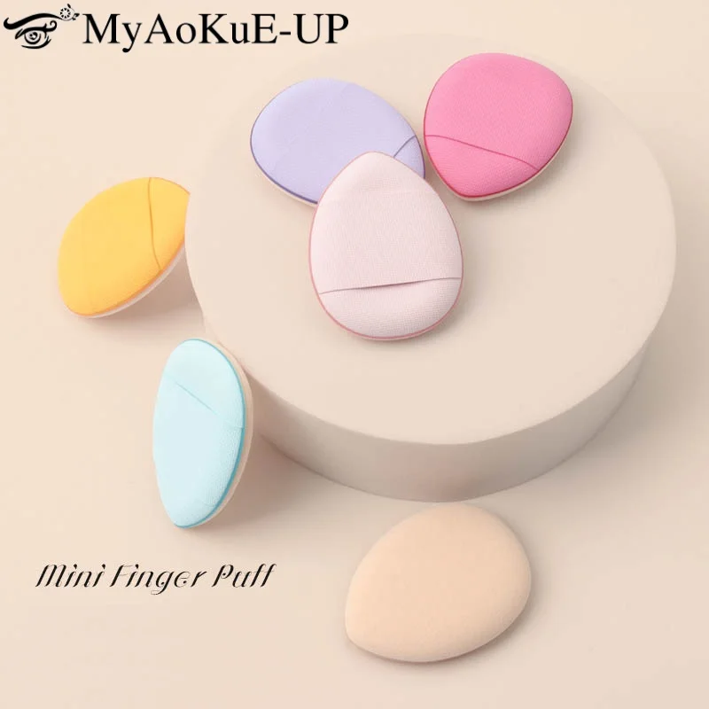 10 szt. Mini Gąbeczki do Makijażu na Palec, Puszki do Korektora, Podkładu, Poduszki Powietrznej, Narzędzie Kosmetyczne do Użytku na Sucho i Mokro, Akcesoria Kosmetyczne dla Kobiet