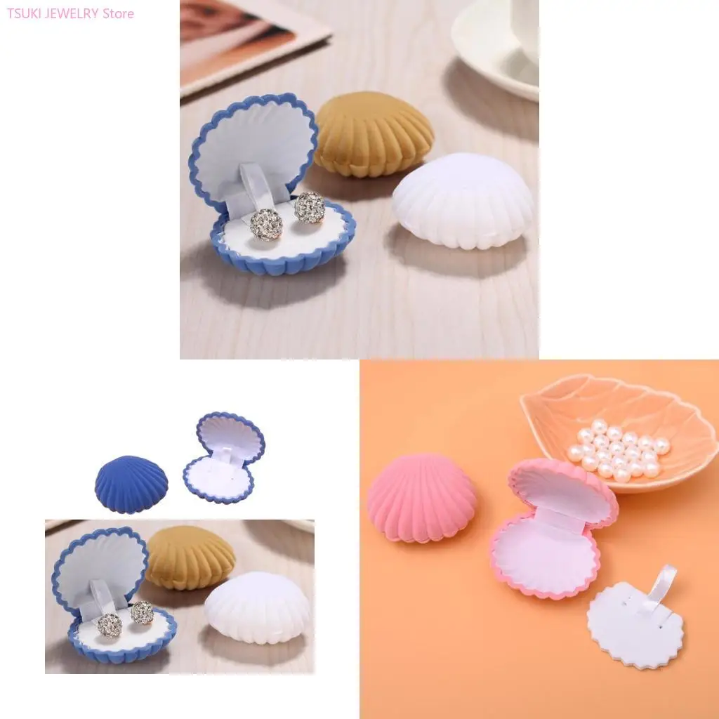 62KE Cloth Ring Jewelry Storage Gift Shell Box Ring Earrings Jewelry Counter Display Props Necklace Display Showcase