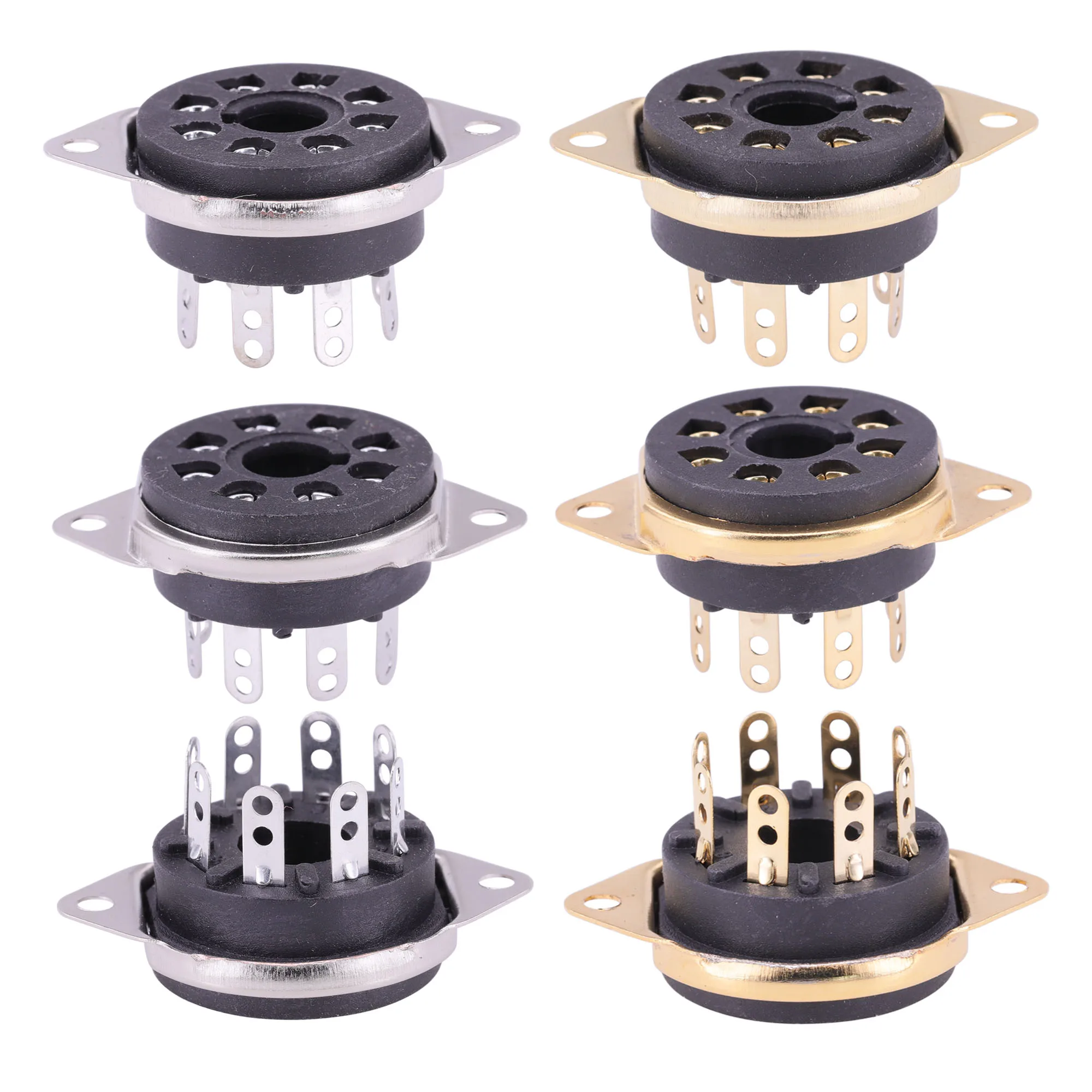 Gniazdo lampowe bakelitowe 8-pinowe GZS8-B GZS8-E do lamp KT88 6SN7 6V6 6L6 6N8P 6SL7 GZ34 6CA7 EL34, do samodzielnego montażu wzmacniaczy audio HIFI. — zdjęcie 2
