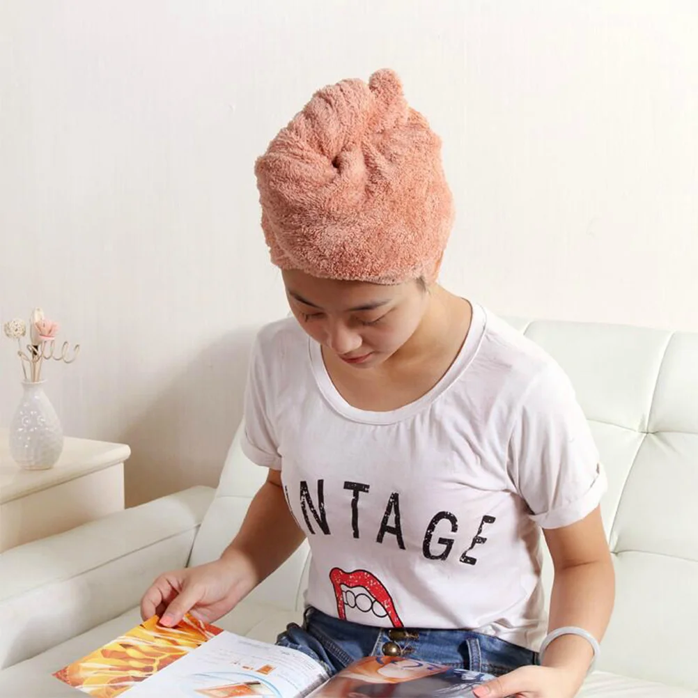 2 قطعة غطاء تجفيف الشعر منشفة ماصة التفاف زر سريع الجفاف الشعر خفيفة الوزن المنزل السفر استخدام منشفة التجفيف السريع #1