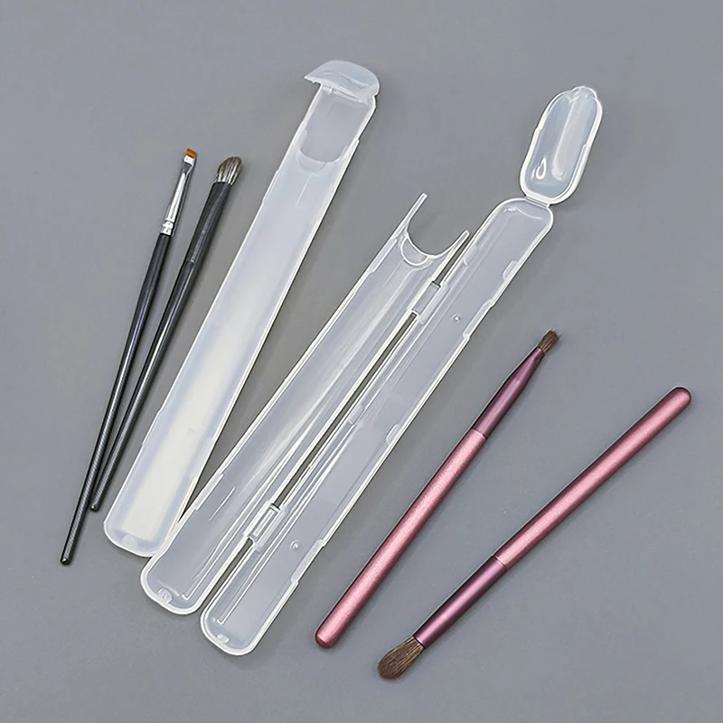 Boîte de rangement transparente Portable pour pinceaux de maquillage, 1 pièce, avec couvercle, crayon à sourcils, organisateur de pinceaux de maquillage, étui à baguettes, outil de beauté