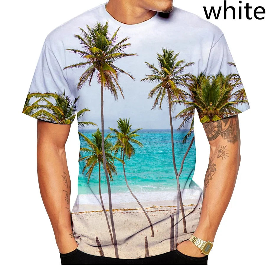 Unisex 3d Coconut Tree Printed T Shirts Summer Womens for Mens T-shirt Hip Hop Style