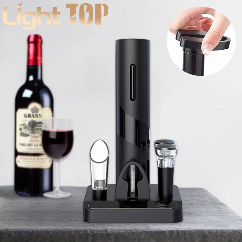 

Electric Red Wine Opener with Foil Cutter One-click Button Rechargeable Automatic Wine Bottle Corkscrew for Party Bar Wine Lover