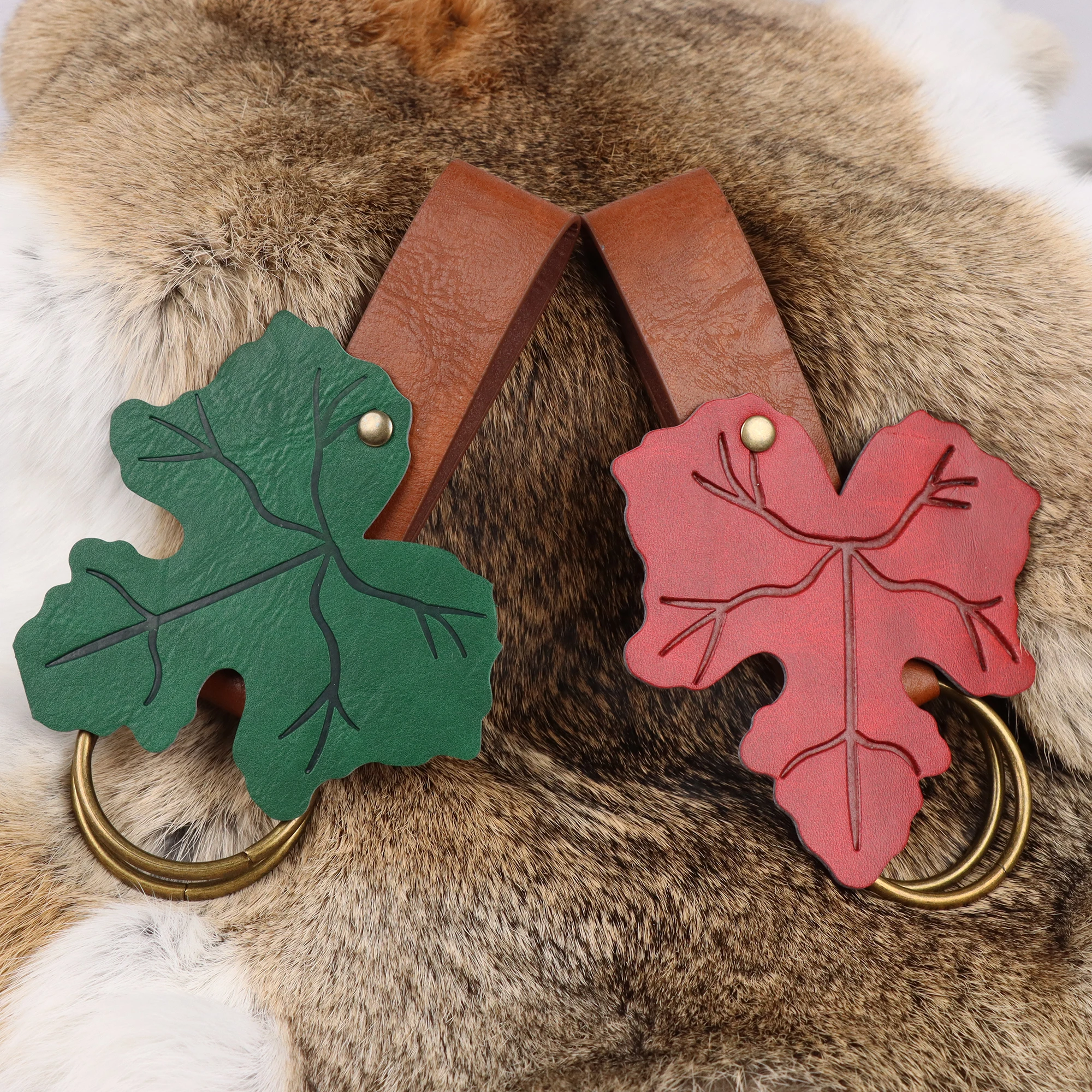 

Medieval accessories skirt clip green PU leather medieval leaf skirt clip hiking outdoor forest role play renaissance LARP