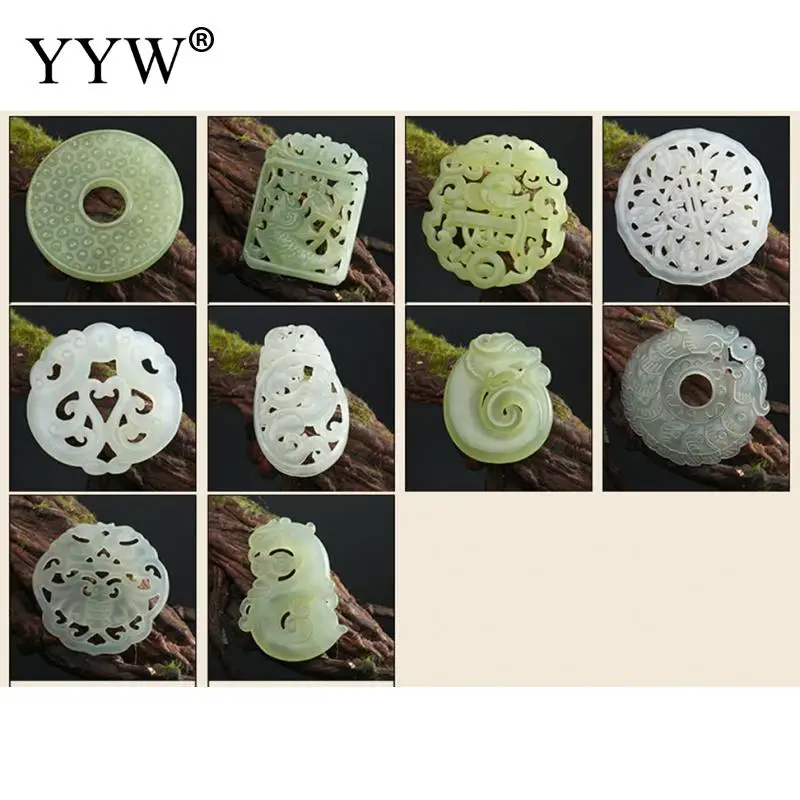 1pcs Natural Green Jade Pendants Beads New Mountain Jade Pendants Necklace Jewelry Chinese Amulet Women Man's Lucky Jewelry Gift