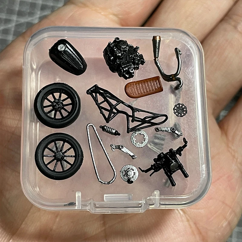 Collect DIY 1:64 AH CADI Motorcycle Repair Shop Painted Garage Motorcycle Repair Site Scene Combination Model Toy Decorations