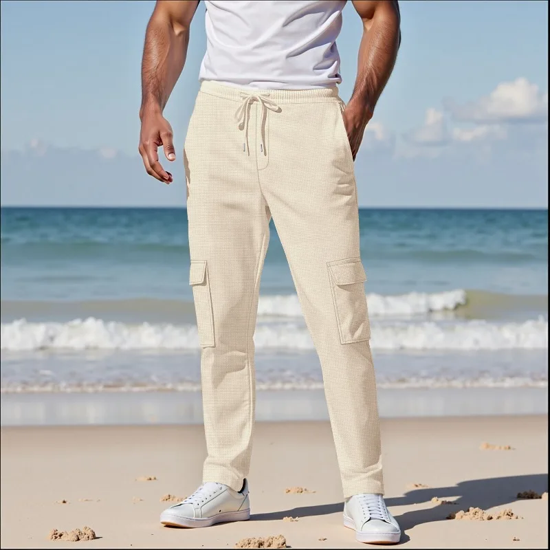

New Summer Men's Multi Pocket Casual Pants, Loose and Breathable Straight Leg Work Pants, Fashionable and Comfortable Sportswear