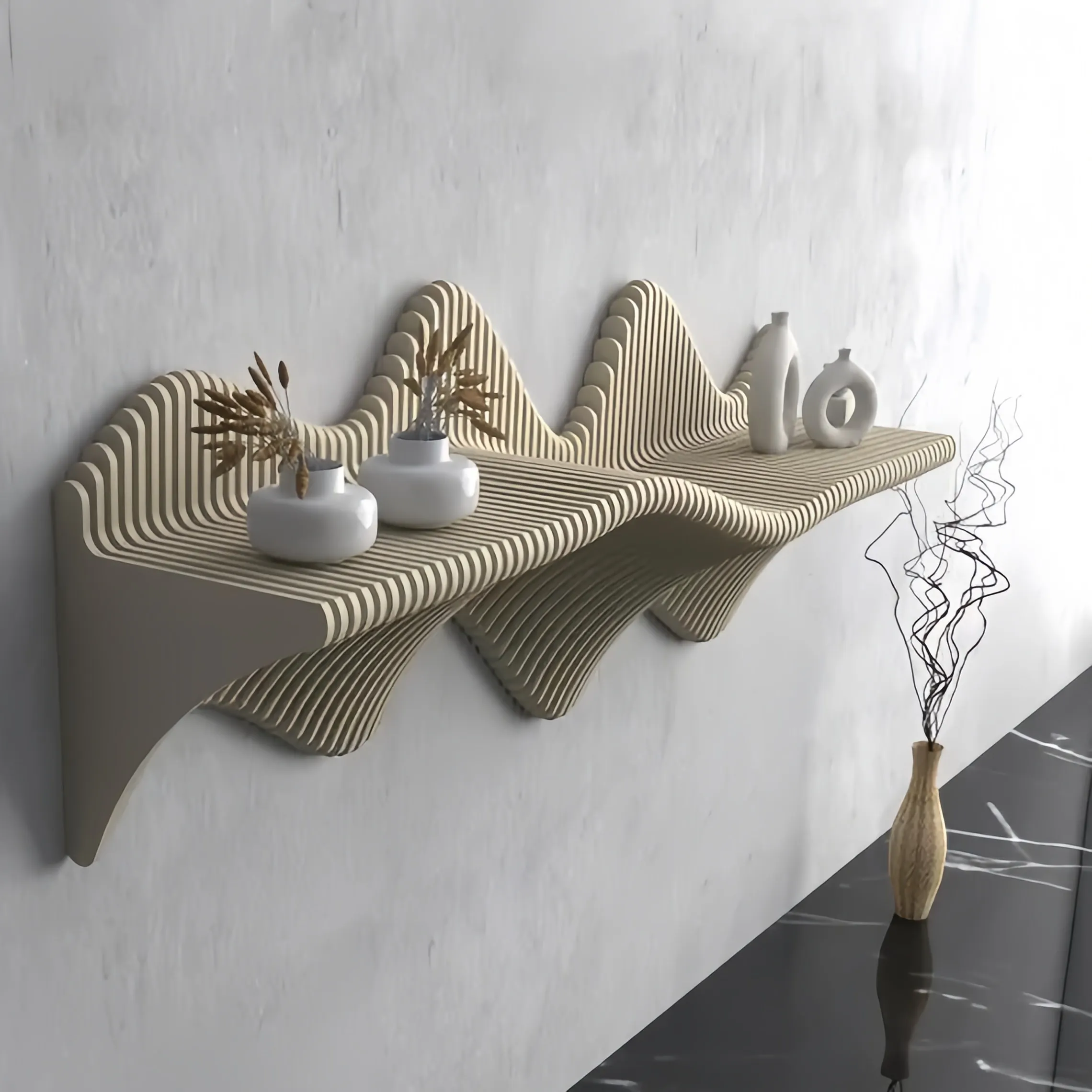 ！@Artistic Hanging Wall Floating Shelf Decor Furniture Ideal for Home Office and Commercial Interiors