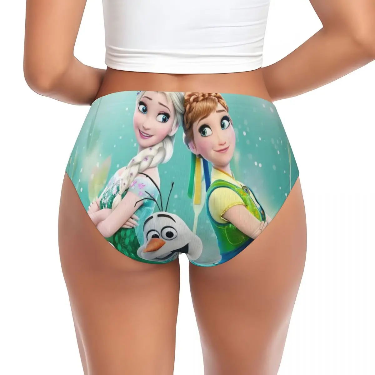 Personalizado cartoond anime congelado breve calcinha feminina estiramento princesa bonito elsa roupa interior