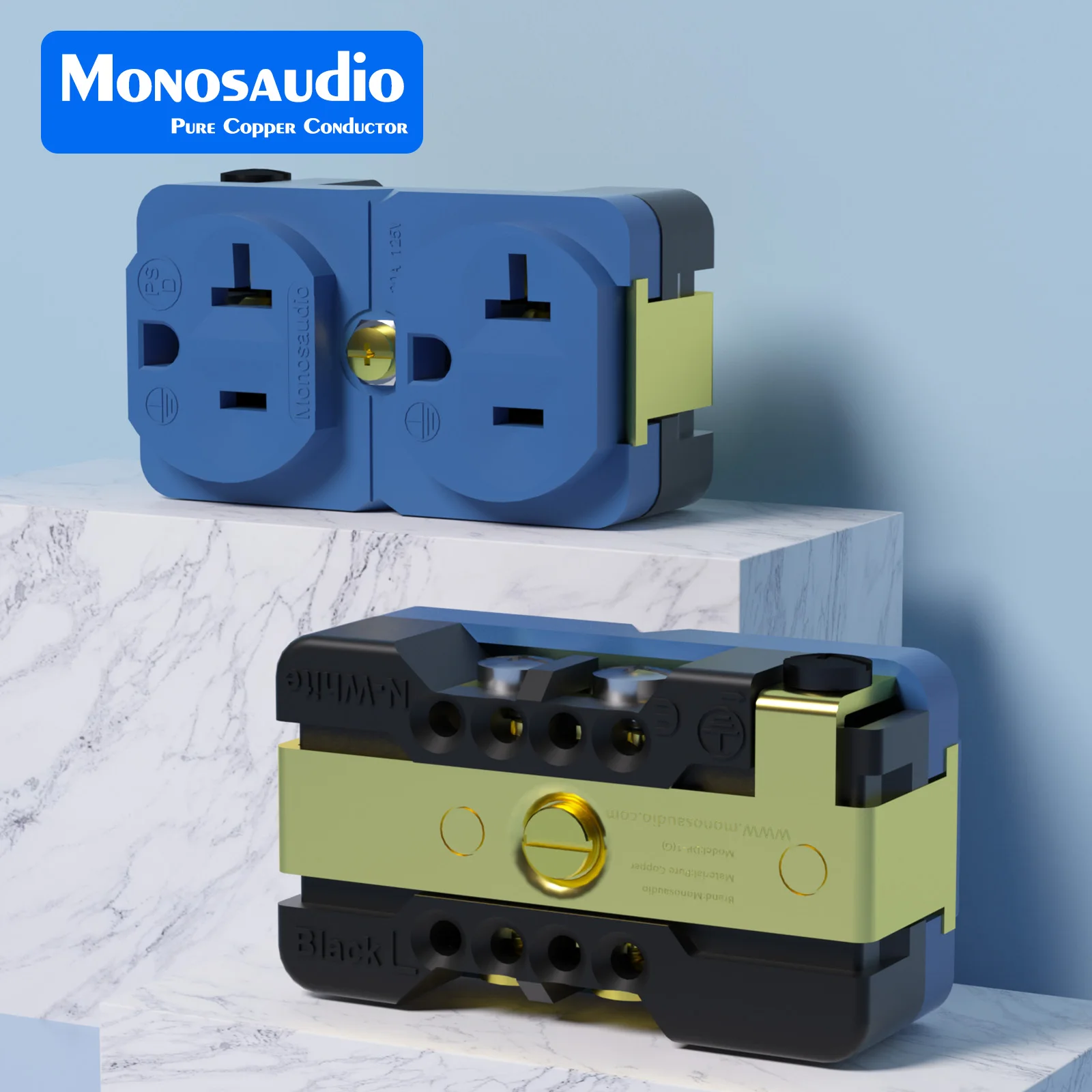 Monosaudio conector de alimentación de CA de doble red 100% cobre rojo puro receptáculo de toma de corriente estadounidense de alta calidad toma de corriente eléctrica Audio Hifi