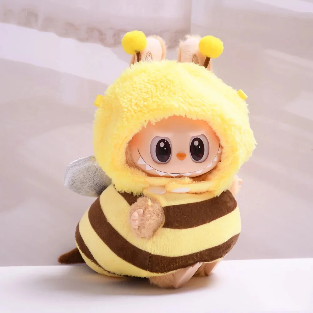 Doll Clothes For 15-17cm Labubu Pendant Sitting Baby Bee Dinosaur Shark Labubu Dolls Accessories Cute Decoration Little Clothes