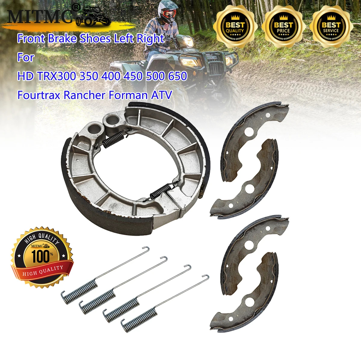 

Front Rear Brake Shoe Set For HD ATV TRX300FW TRX350 TRX400 TRX450 TRX500 TRX650 Fourtrax Rancher Forman 06450-HN5-671