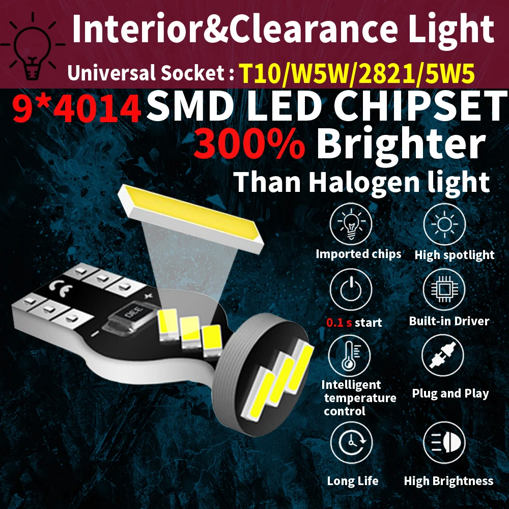 5W5 LED License Plate Light Bulb W5W T10 Lamp Canbus For Mitsubishi Galant Lancer Endeavor RVR i-MiEV Outlander Eclipse Endeavor