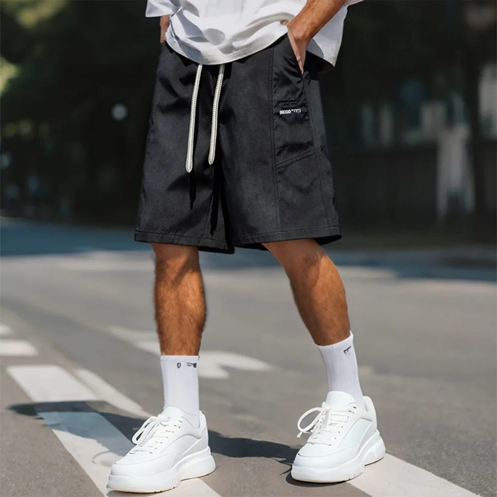 

UETEEY Summer Sweatpants Casual Shorts Men's Handsome Streetwear Beachwear Solid Color with Pockets Shorts Workout Pants 2025