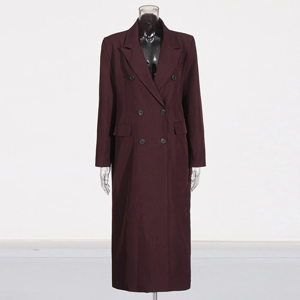 TWOTWINSTYLE Trench bordeaux allentato con tasca impiombata per donna Colletto dentellato Manica lunga Patchwork Giacca a vento con bottoni Donna Nuovo