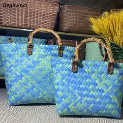 Straw Bags Women Large Capacity 5 Colors Fashion All-match Beach Vintage Designed Y2k Handbags Portable Summer Bolsos Luxury