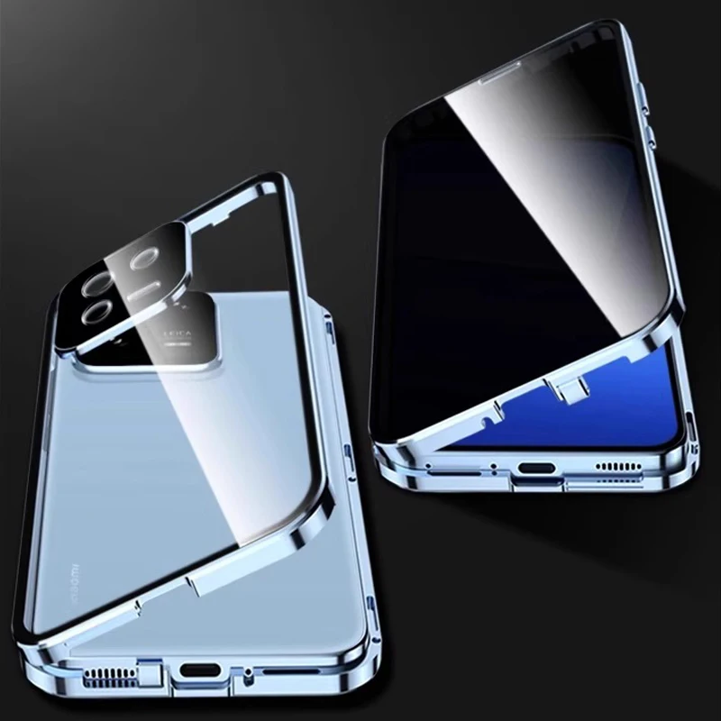 

Magnetic Metal Phone Case For OPPO A5i A3x A5x A6 Pro 4G 5G Lens Protection Anti Peeping Privacy Double Sided Glass Cover Cases
