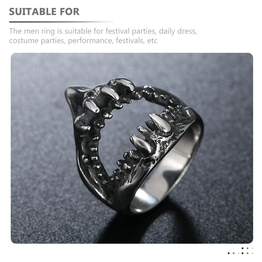 

Shark Mouth Ring for Men Cool Stylish Punk Finger Ring Titanium Steel Durable Fashion Jewelry for Parties Daily Wear